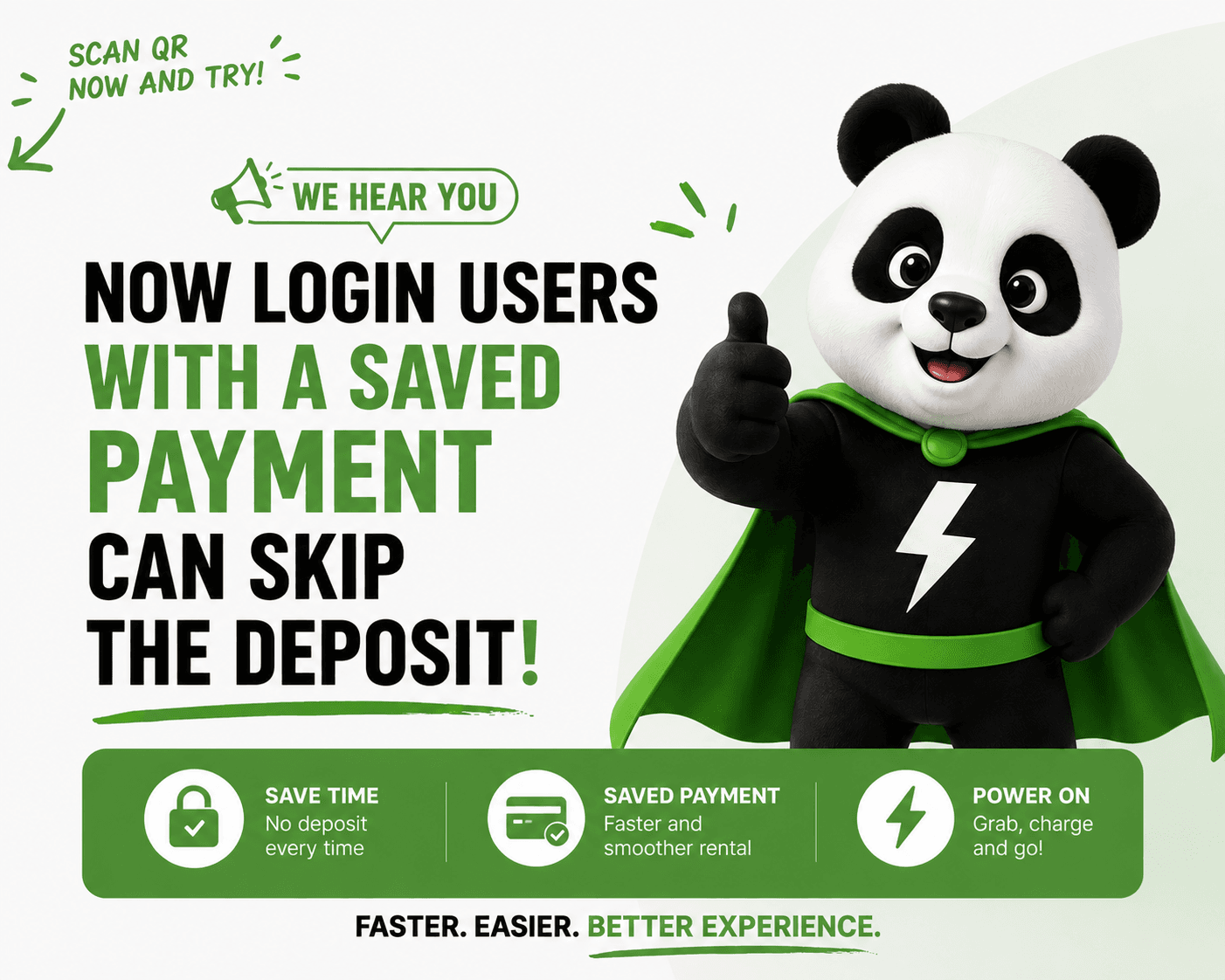 Panda Charging no-deposit feature poster